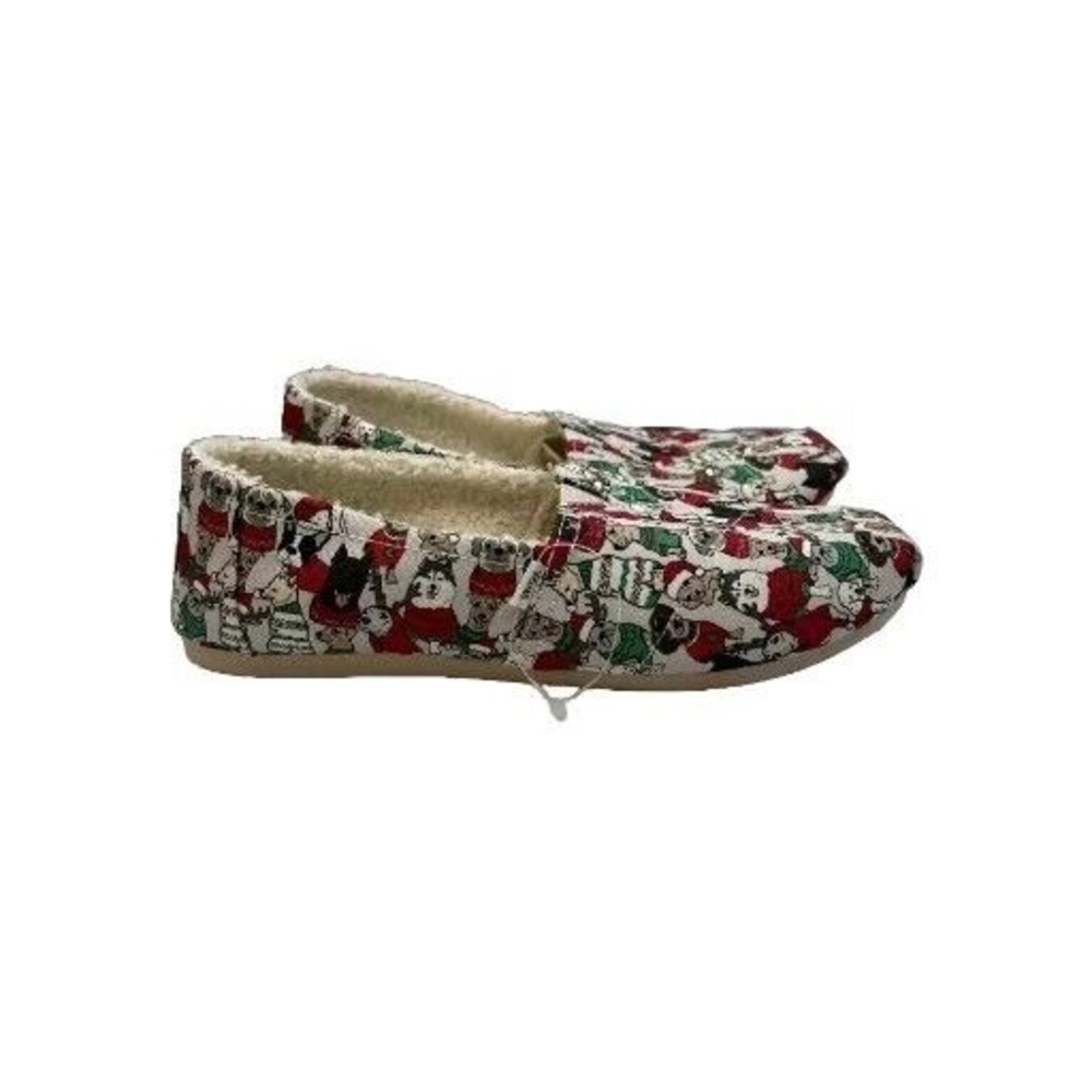 TOMS Womens Flats Sweater Dogs Shoe Belmont Glacier Gray Christmas Holiday Sz 8W
